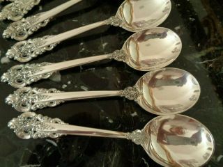 6 WALLACE GRANDE BAROQUE STERLING SILVER CREAM SOUP SPOON 3 AVAILABLE 2
