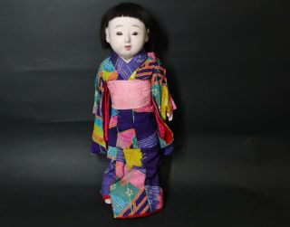 Antique Taisho To Early Showa Ichimatsu Doll The Girl.  Gofun Ningyo