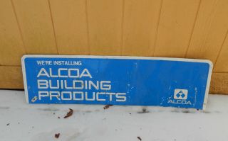 Vintage Alcoa Building Products Blue Embossed Single Sided Metal Sign 4ft.  Cut