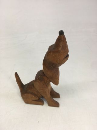 Vintage Hand Carved Wood Blood Hound Dog 4  Tall