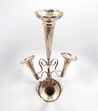 Antique E.  P.  N.  S.  Silverplate 4 Trumpet Vase Epergne Centerpiece,  12 1/2 "