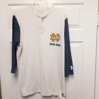 Under Armour Notre Dame Fighting Irish Loose Heat Gear Beige Blue Size Xl Shirt