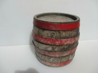 Vintage French Beer Barrel Ale Wood With Iron Straps Antique Old 10 " H