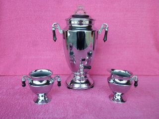 Vintage 1940s Forman - Family Chrome 8 - Cup Percolator Coffee Pot Maker Urn Set