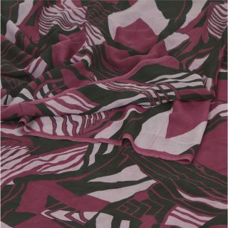 Sanskriti Vintage Purple Saree Pure Georgette Silk Printed Sari Craft 5yd Fabric