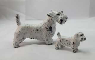 2 Vintage Sealyham Terrier Dog Figures/figurines Solid Metal/lead Animal