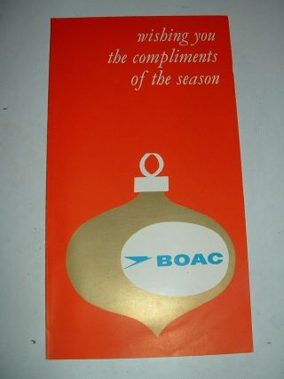 Vintage 1960s Boac Airline Christmas Menu –