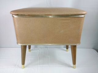 Vintage Mid Century Sewing Box Kit Stool With Lid Storage Furniture Home Decor