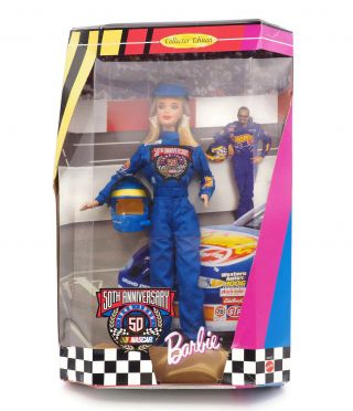 1998 Mattel Collector Edition 50th Anniversary Nascar Barbie Nrfb