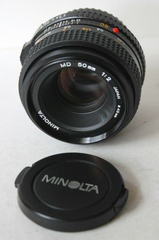 Vintage Minolta Md 50mm 1:2 Lens W/caps