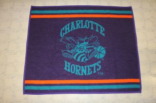 Vintage Nba Charlotte Hornets Fuzzy Fleece Warm Throw Blanket 46” X 56”