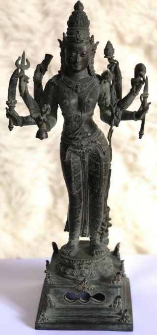 Indonesian Antique Style Bronze Statue Of Goddess Parvati From East Java