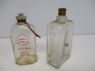 2 Vintage Mens Cologne Bottles Empty Old Spice Early American & Mennen