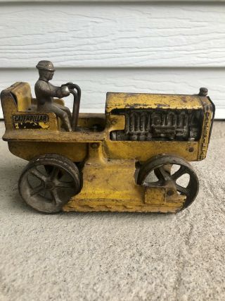 Vintage Arcade Caterpillar Diesel Tractor Cast Iron Antique Driver Steel Toy