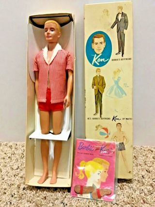 Vintage Blonde Fuzzy Hair Straight Leg Ken Doll W/bathing Suit
