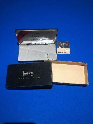 Vintage Louvic Watch Box With Booklet And Outer Box Swiss Made