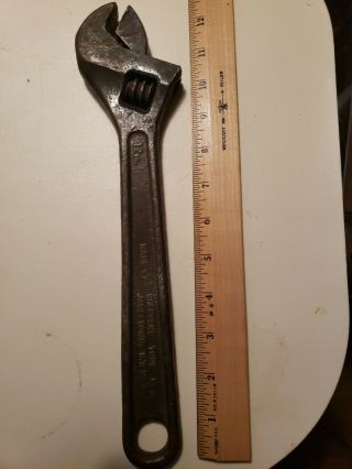 Vintage Crescent Tool Co.  12 " Drop Forged Steel Adjustable Wrench Jamestown N.  Y.
