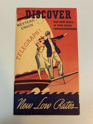 Vintage Western Union Brochure Advertisememt Telegraph Telegram Booklet Sign