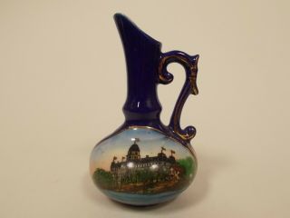 Thousand Island House Ny Souvenir Pitcher Cobalt Blue Vintage Made In Germany