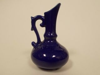 Thousand Island House NY Souvenir Pitcher Cobalt Blue Vintage Made in Germany 2
