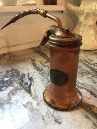 Vintage Eagle No.  33f Pump Oiler 6 Oz Made In Usa Oil Gun Can Copper Color