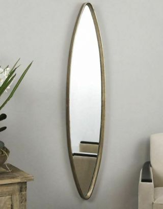 Uttermost Antique Gold Hand Forged Metal Beveled Glass Oval Mirror 12 " X 46 "