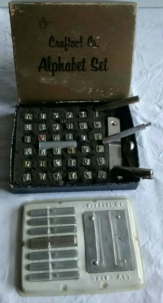 Vintage Craftool Co Leather Stamp Tools Alphabet And Numbers Snap Rivet Set