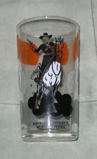 Vintage 1950s Hopalong Cassidy Multicolored On Clear Drinking Glass