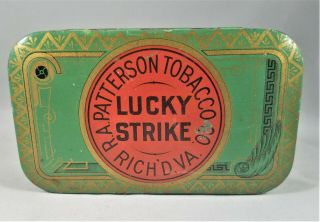 Vintage Lucky Strike Tin Litho Flat Pocket Tobacco Tin
