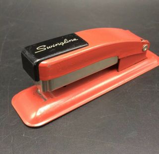 Vintage 50s 60s Swingline Red W Black 5 1/4 " Metal Desk Stapler Made In Usa