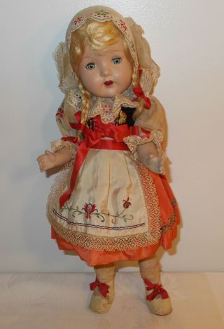 Antique Vintage Unmarked Composition Doll Holland Dress 14 "