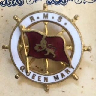 Vintage R.  M.  S.  Queen Mary Captains Wheel Pin Brooch Souvenir