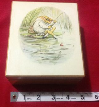 Vintage Beatrix Potter The Tale of Mr Jeremy Fisher Wooden Music Box Lazy River 3