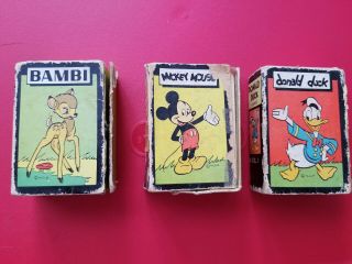 Disney Vintage 1946 Donald Duck,  Mickey Mouse,  And Bambi Cards Russell Mfg.