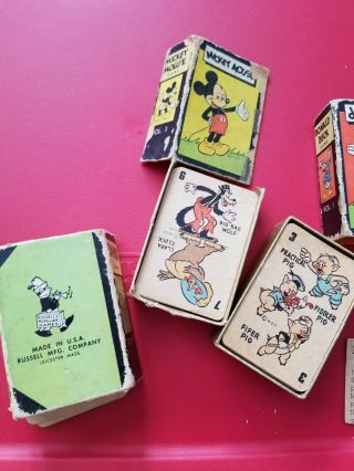Disney Vintage 1946 Donald Duck,  Mickey mouse,  And Bambi Cards Russell MFG. 3
