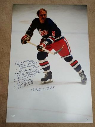 Bobby Hull Hhof Winnipeg Jets 9x Wha Only Inscriptions 1/1 Signed 24x36 With Jsa