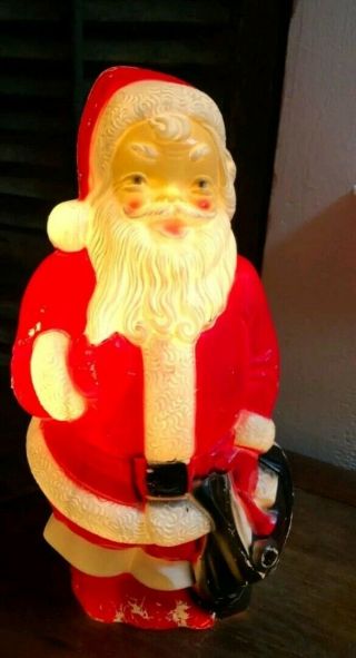 Vintage Empire 1968 Christmas Plastic Lighted Blow Mold Santa Holiday Decor