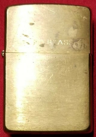 Vintage Zippo Solid Brass Cigarette Lighter - Square Bottom - Made In U.  S.  A.