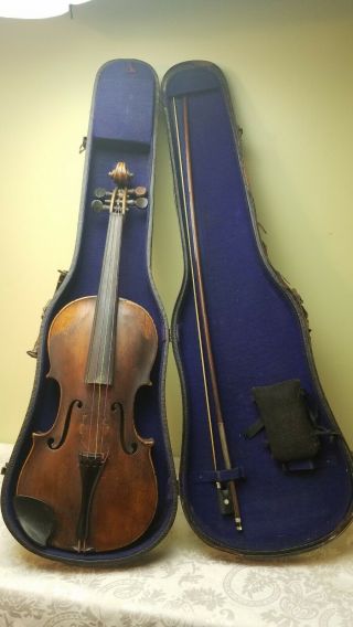 Antique Violin Labeled Jon.  Bapt.  Schweitzer 1813 Fecit At Forman 1pc W/ Bowcase