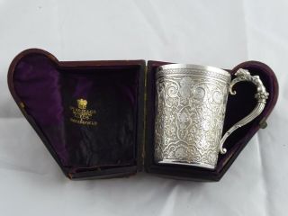 Antique 19th Century French Solid Silver.  950 Mug Cup Tankard Cased 158 G