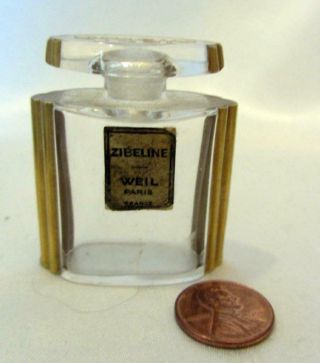 Vintage Zibeline Perfume Bottle By Weil - Just 2 " Tall - Empty