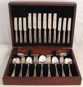 Silver Pearl Design George Butler Silver Service 44 Piece Canteen Of Cutlery