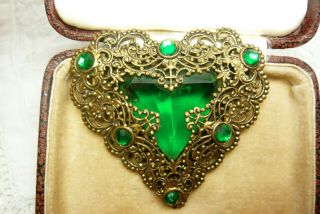 Vintage Jewellery Art Deco Czech Filigree Rhinestone Brooch Pin Lovely