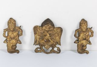 Set Of Tibetan/chinese Antique Gilt Bronze Buddha