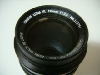 Vintage Canon 135mm F/ 3.  5 Fl Mount Japan 114761 And 50mm Adapter