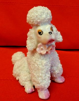 Vintage Ceramic Poodle Figurine With Popcorn Fur