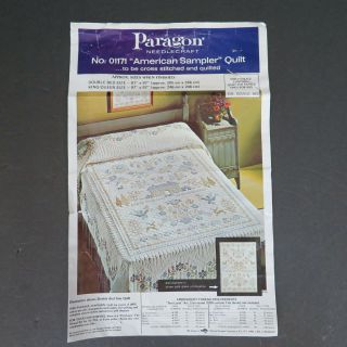 Vintage Paragon American Sampler Quilt Kit 01171 W/floss,  Double,  Partially