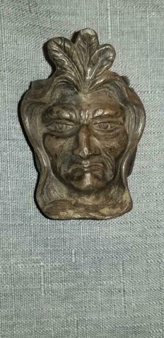 Antique Silver Plate Indian Chiefs Head Match Holder