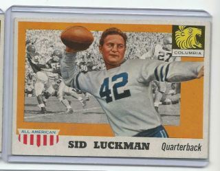 1955 Topps All American 85 Sid Luckman Ex Columbia Lions Vintage Football Card
