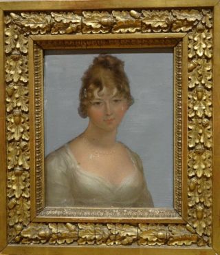 18th Century French School Portrait Of A Young Lady In A White Dress